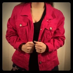 roz & ALI Hot Pink Denim Jacket Size XL